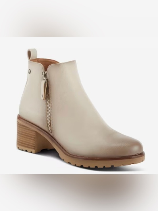 Patrizia Shoes - Patrizia by Spring Step Women's Cream Ankle Bootie with Side Zip Size 8.5